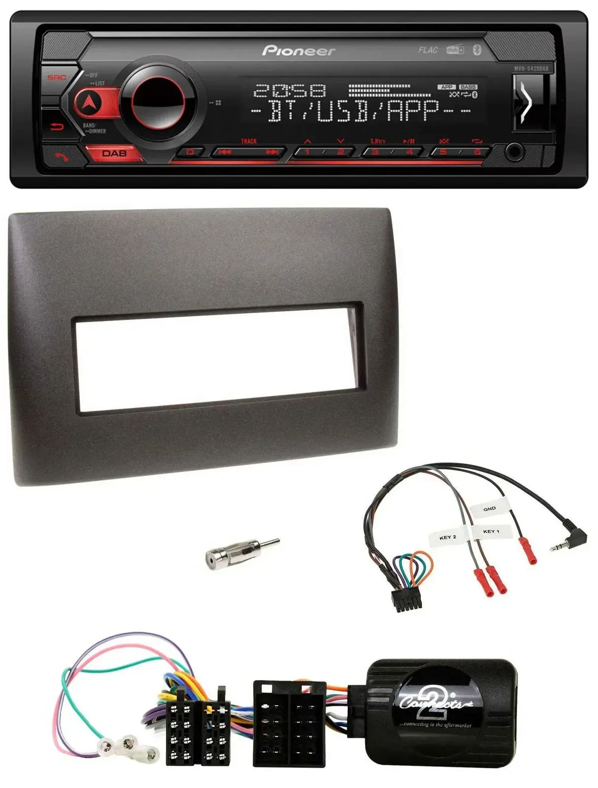 Автомагнитола Pioneer Bluetooth USB DAB для Fiat Stilo 2001–2007 черный