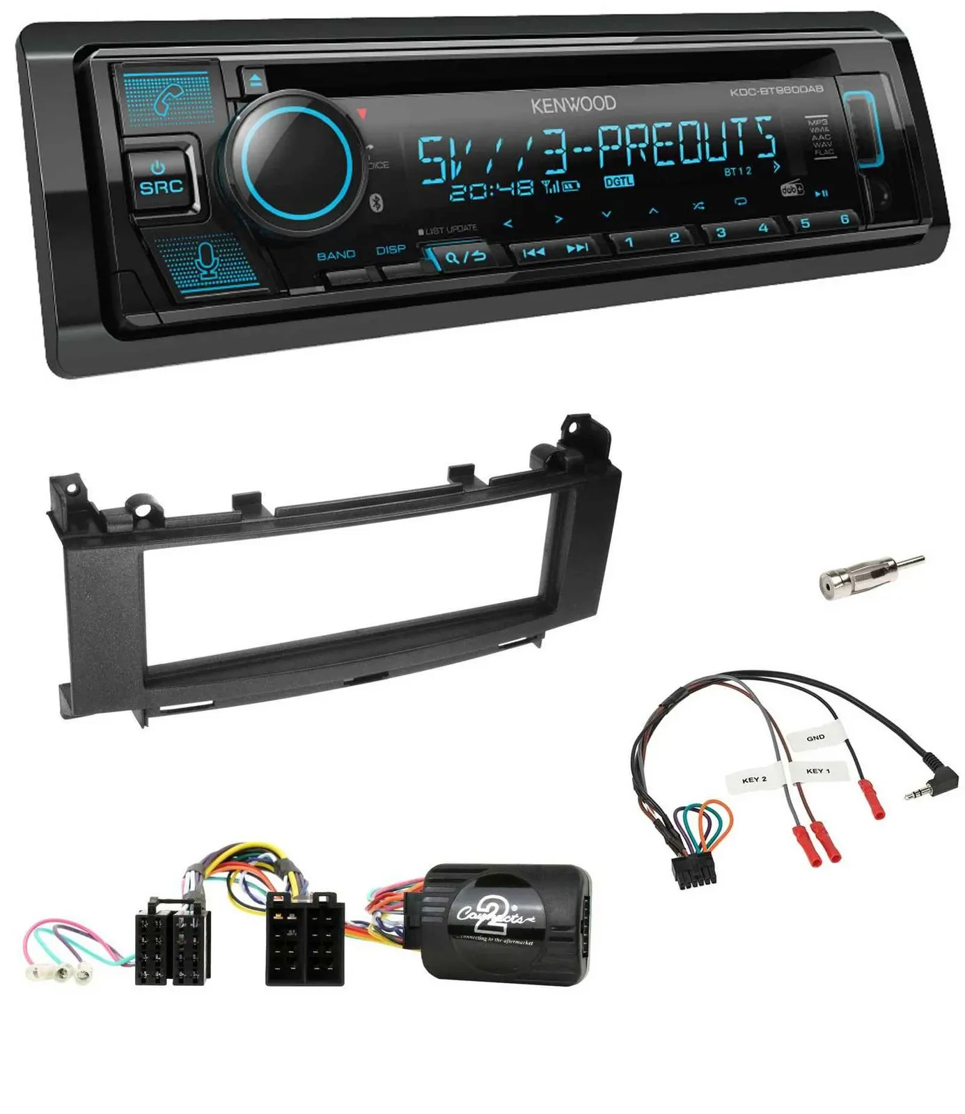 Kenwood Bluetooth USB CD Lenkrad DAB Autoradio für Mercedes A-Klasse B-Klasse 20