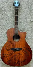 Luna Guitars Gypsy Tattoo Mahogany AcousticElectric Grand Concert Guitar Natural