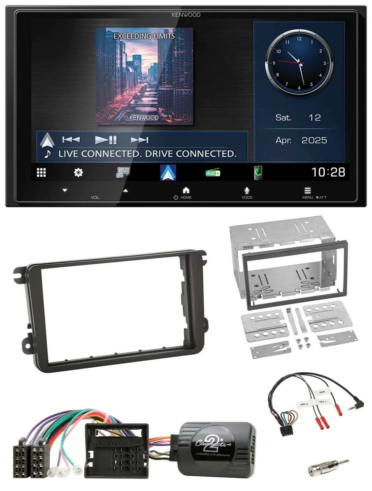 Kenwood Bluetooth 2DIN USB DAB Lenkrad Autoradio für Skoda Fabia 5J 2007-2014