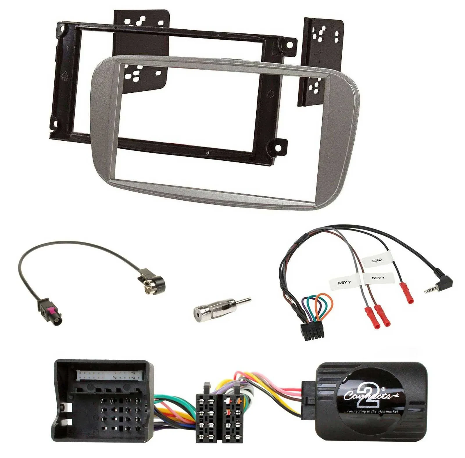 Radioset Lenkradadapter Doppel DIN Autoradio für Ford Focus Galaxy C-Max silber