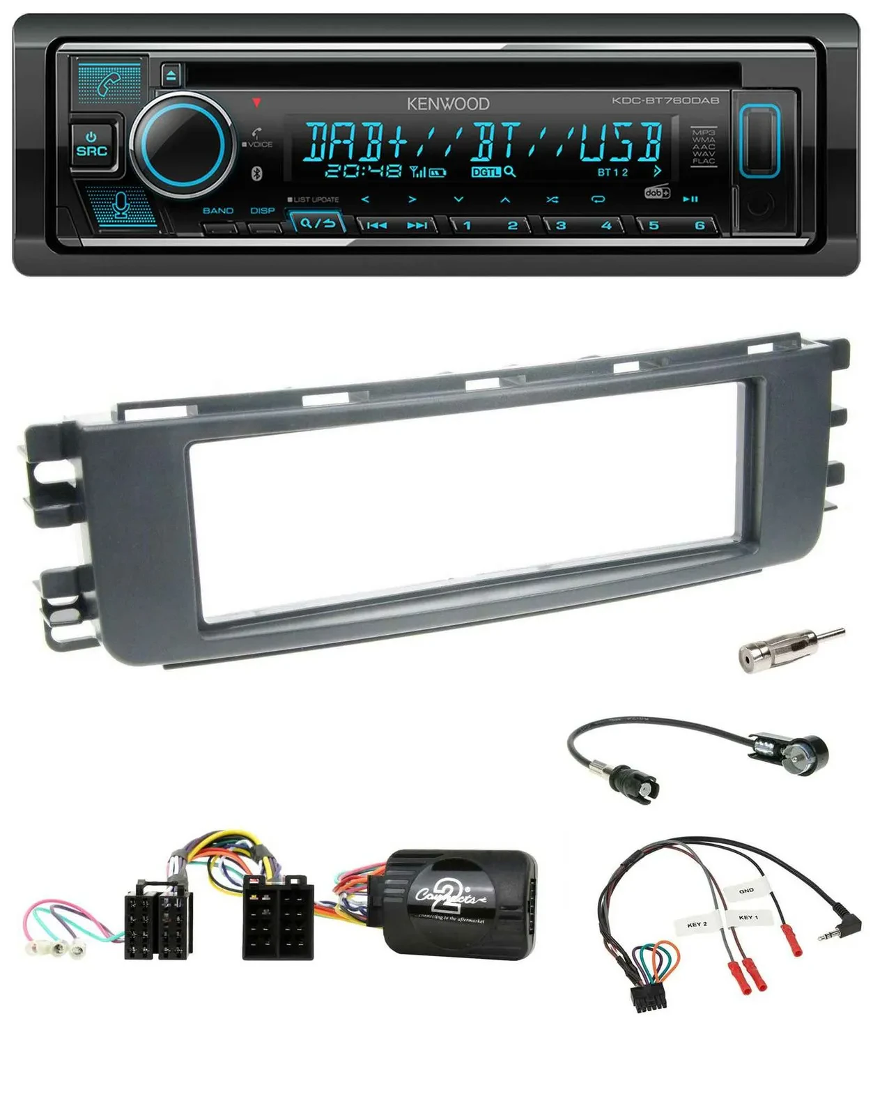Kenwood Lenkrad Bluetooth DAB USB CD Autoradio für Smart ForFour 04-06 W454 Audi