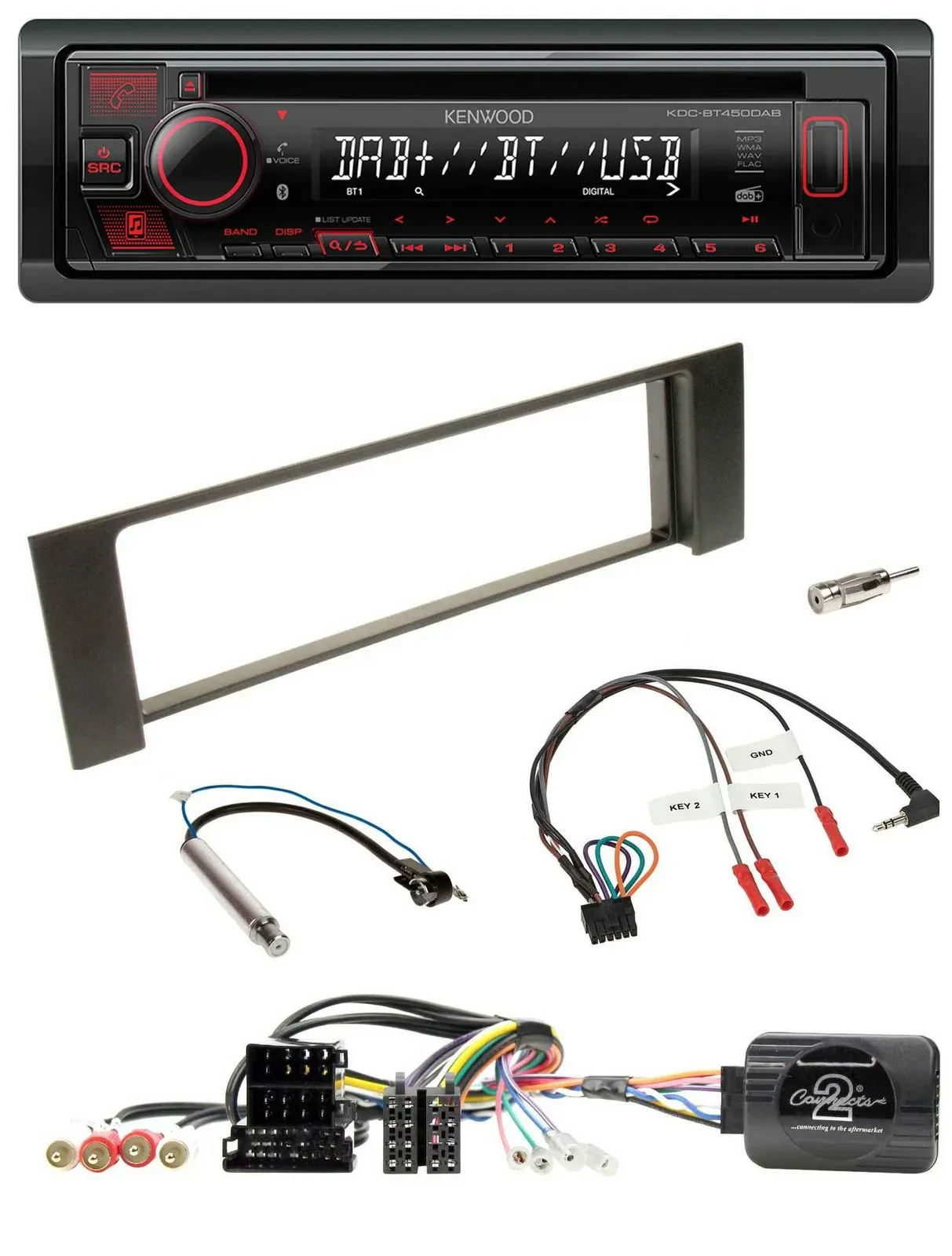 Автомагнитола для Audi A4 (2000–2004) Kenwood CD USB Bluetooth DAB Can-Bus ISO