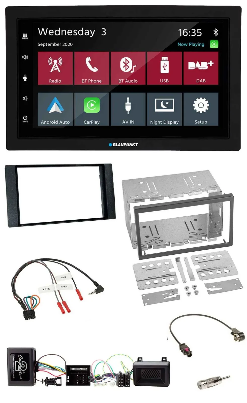 Blaupunkt 2DIN Lenkrad USB Bluetooth DAB Autoradio für Ford Kuga 2008-12 schwarz
