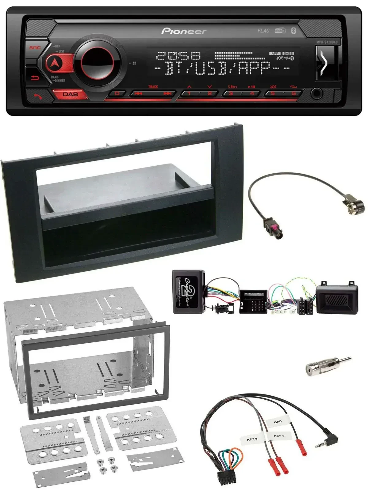 Pioneer Lenkrad USB DAB Bluetooth Autoradio für Ford Kuga 2008-2012 schwarz