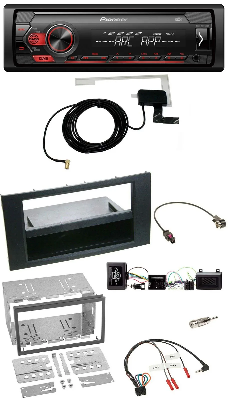 Автомагнитола Pioneer 1DIN USB DAB MP3 для Ford Kuga 2008-2012, поддержка кнопок на руле, черный