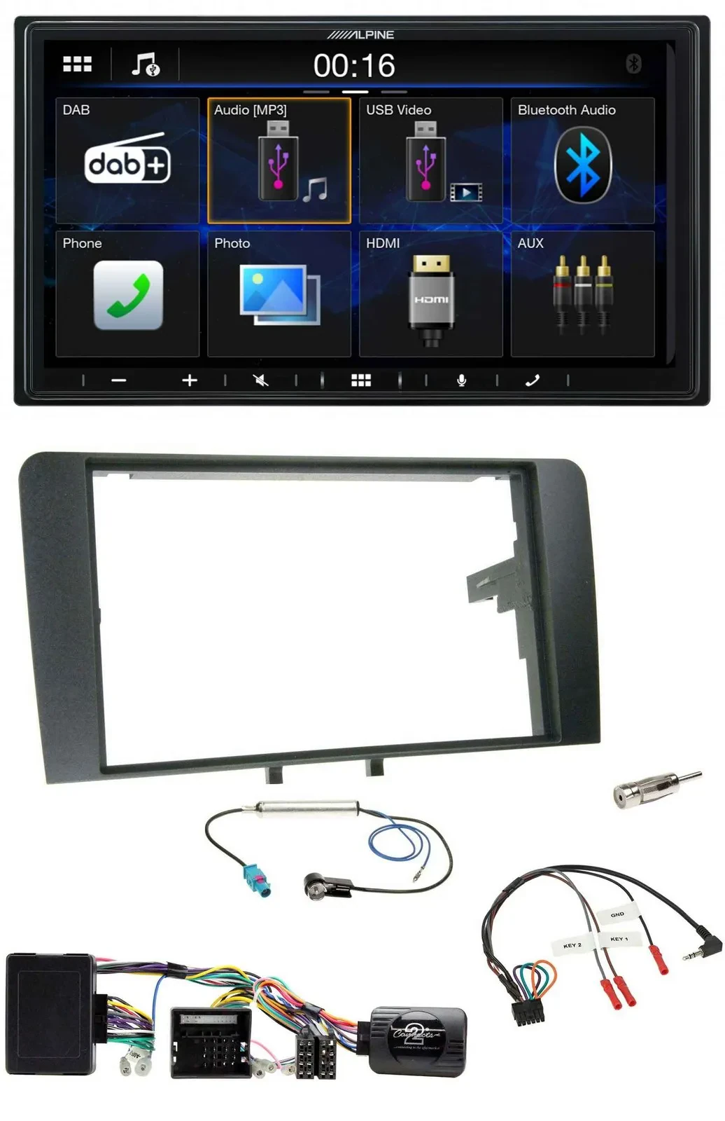 Alpine Bluetooth 2DIN Lenkrad DAB USB Autoradio für Audi A3 8P 03-12 Bose Aktivs