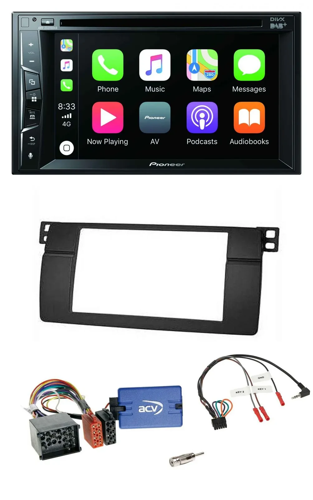 Pioneer Lenkrad USB DVD Bluetooth DAB 2DIN Autoradio für BMW 3er E46 00-06 Profi