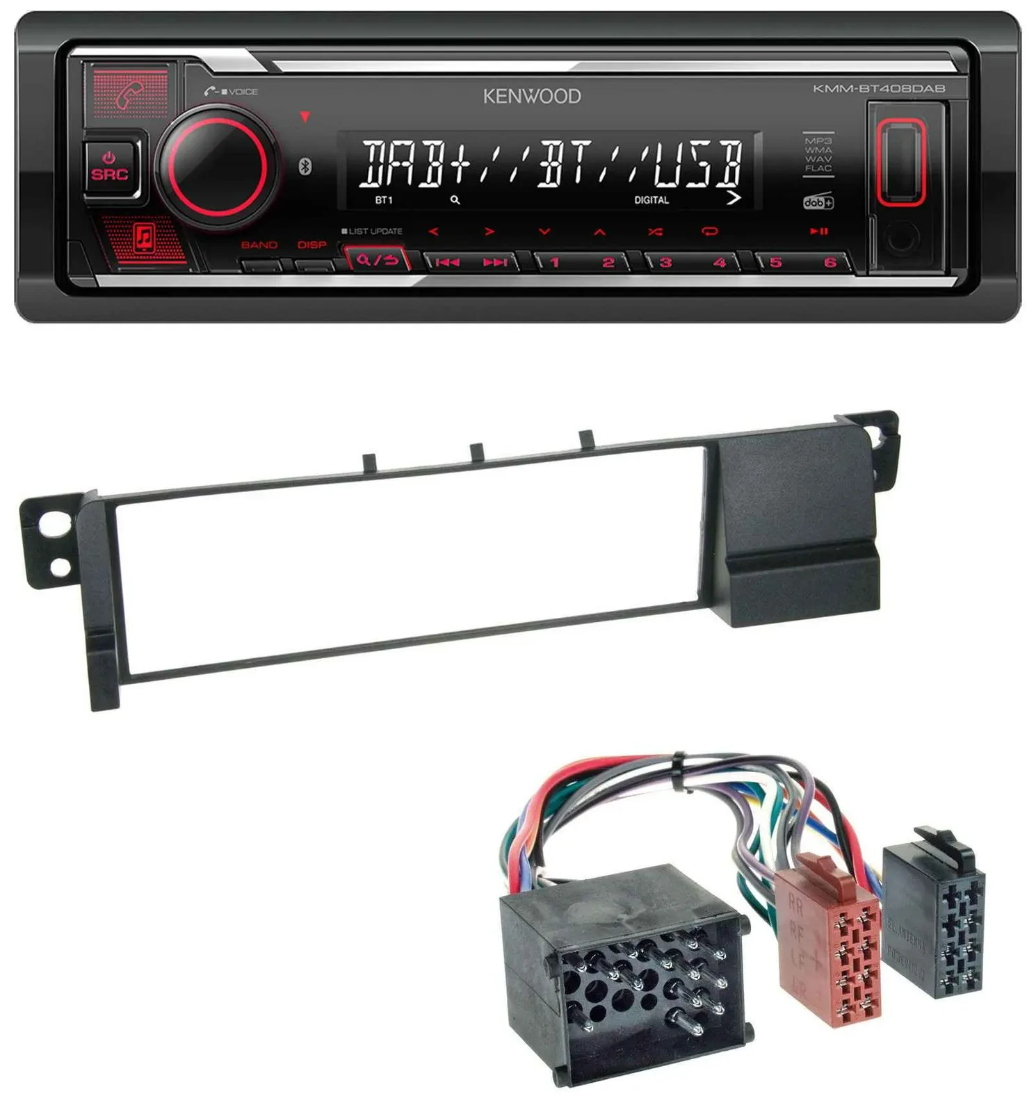 Kenwood MP3 Bluetooth USB DAB Autoradio für BMW 3er E46 (Rundpin, ab 1998)