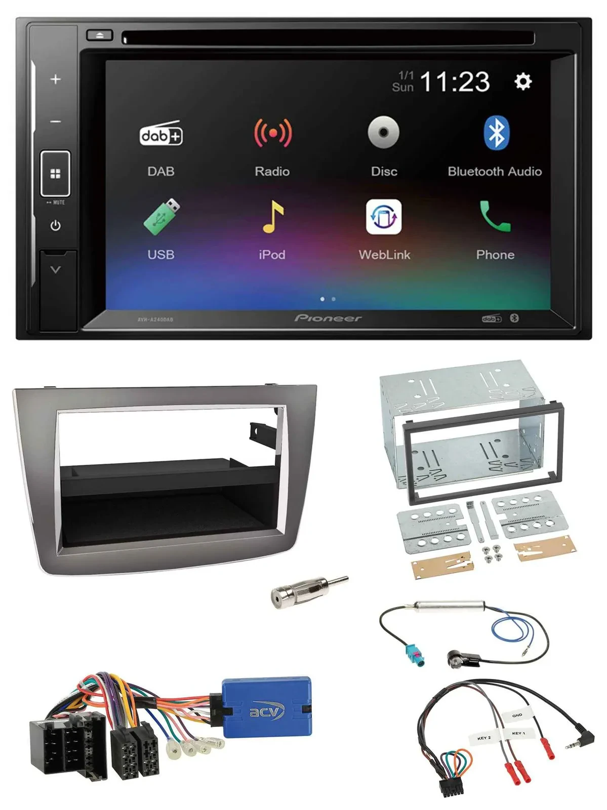 Автомагнитола Pioneer 2DIN, Bluetooth, DAB, DVD, USB, для Alfa Romeo Mito (2013–2018), 9"