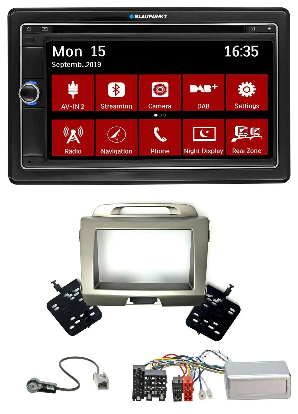 Blaupunkt Lenkrad DAB TMC 2DIN USB Bluetooth Navigation für Kia Sportage 3 2010-