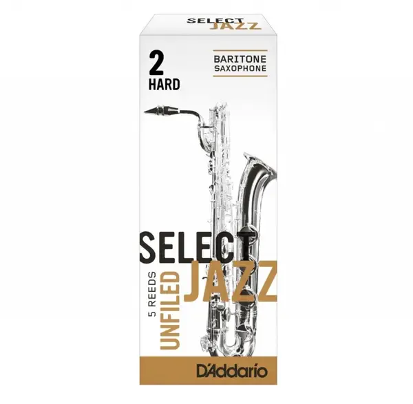 RRS05BSX2H Select Jazz Unfiled Трости для саксофона баритон, размер 2, жесткие (Hard), 5шт, Rico