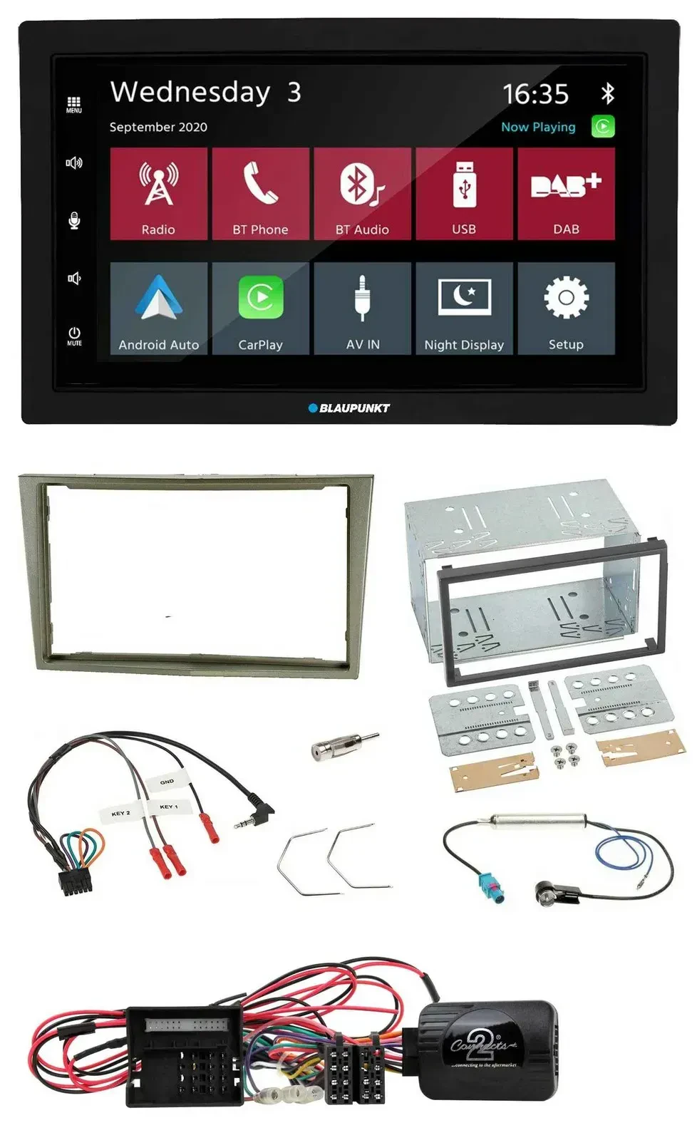Blaupunkt DAB Bluetooth USB Lenkrad 2DIN Autoradio für Opel Corsa D satin-stone