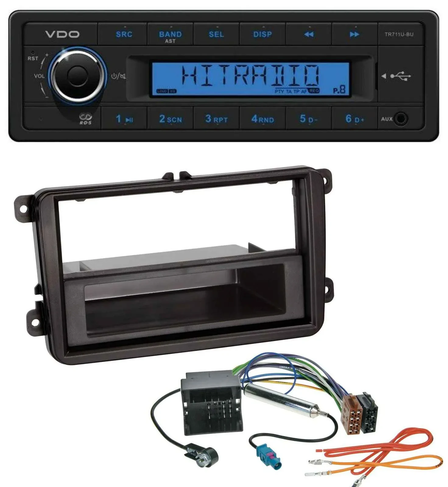 VDO AUX 1DIN MP3 USB Autoradio für VW Sharan ab 10 Tiguan ab 07 Touran ab 03