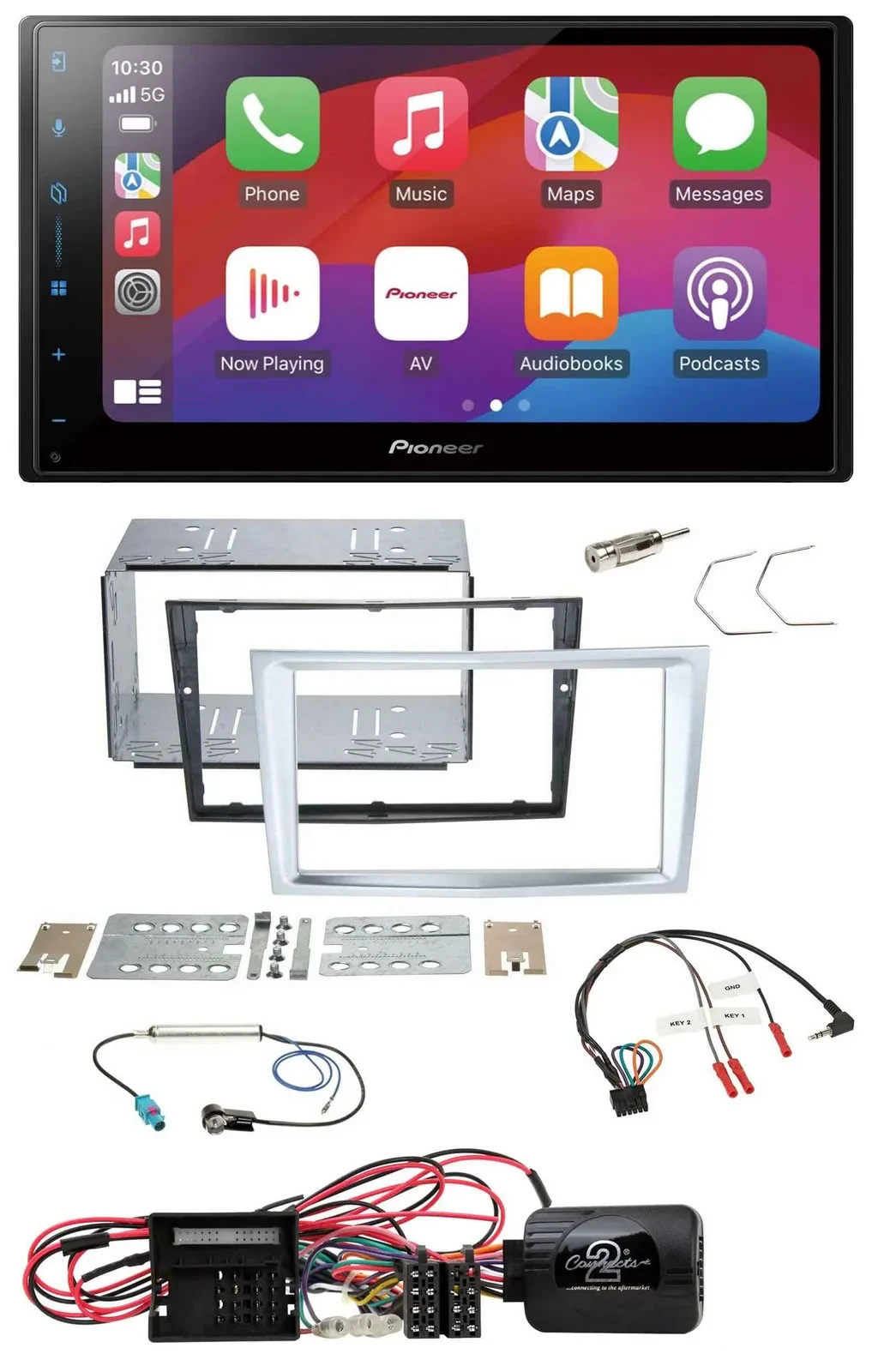 Pioneer DAB USB Lenkrad Bluetooth 2DIN Autoradio für Opel Corsa D matt-chrom 09-