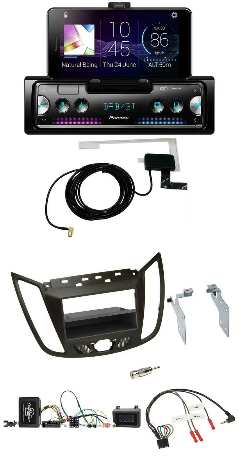 Pioneer DAB Bluetooth Lenkrad USB Autoradio für Ford C-Max Kuga braun