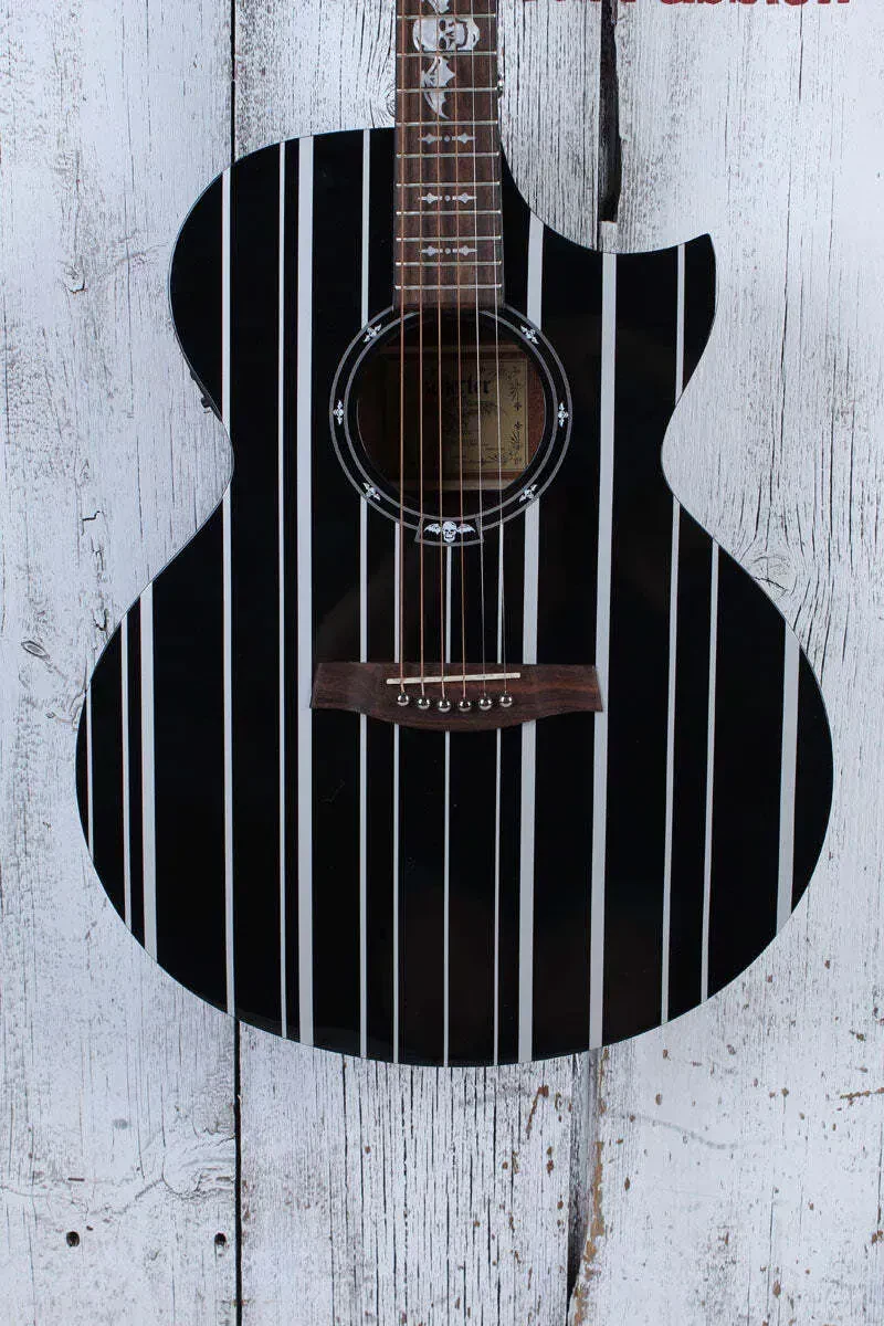 Schecter Synyster Gates Acoustic Electric Guitar Black with Silver Pinstripes