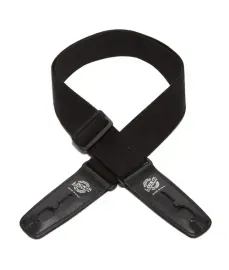 Lock-It Cotton 2" Wide Guitar Strap with Locking Leather Ends - Black