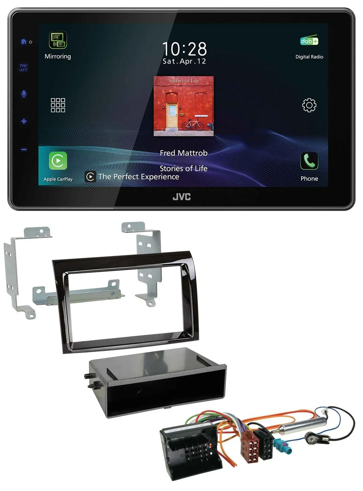 Автомагнитола JVC для Citroen Jumper 2006–2011, DAB, MP3, Bluetooth, USB, Quadlock, цвет черный (piano black)