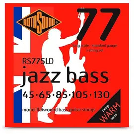 Струны для бас-гитары Rotosound RS775LD Jazz Bass Monel Flatwound Bass Strings 5-String Set 45-130