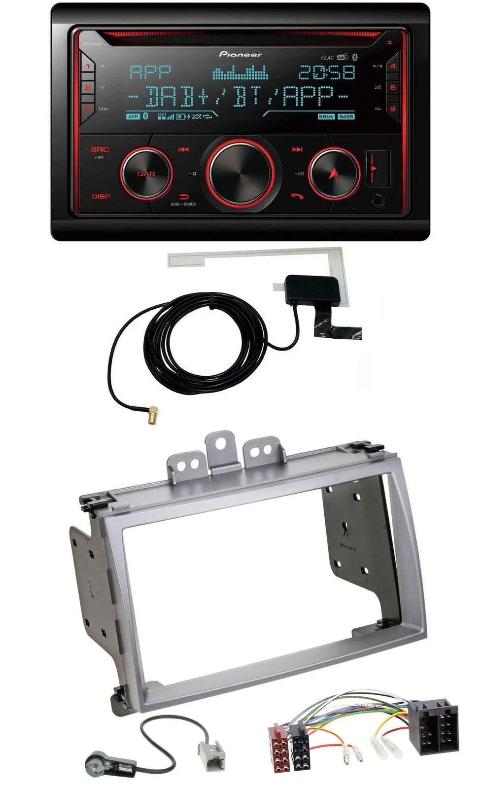 Автомагнитола для Hyundai i20 (2009–2012) Pioneer 2DIN, MP3, DAB, USB, CD, Bluetooth, серебристая
