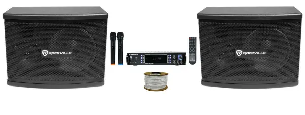 Rockville RPA70WBT Bluetooth Karaoke Amplifier/Mixer+(2) Mics+(2) 6.5" Speakers