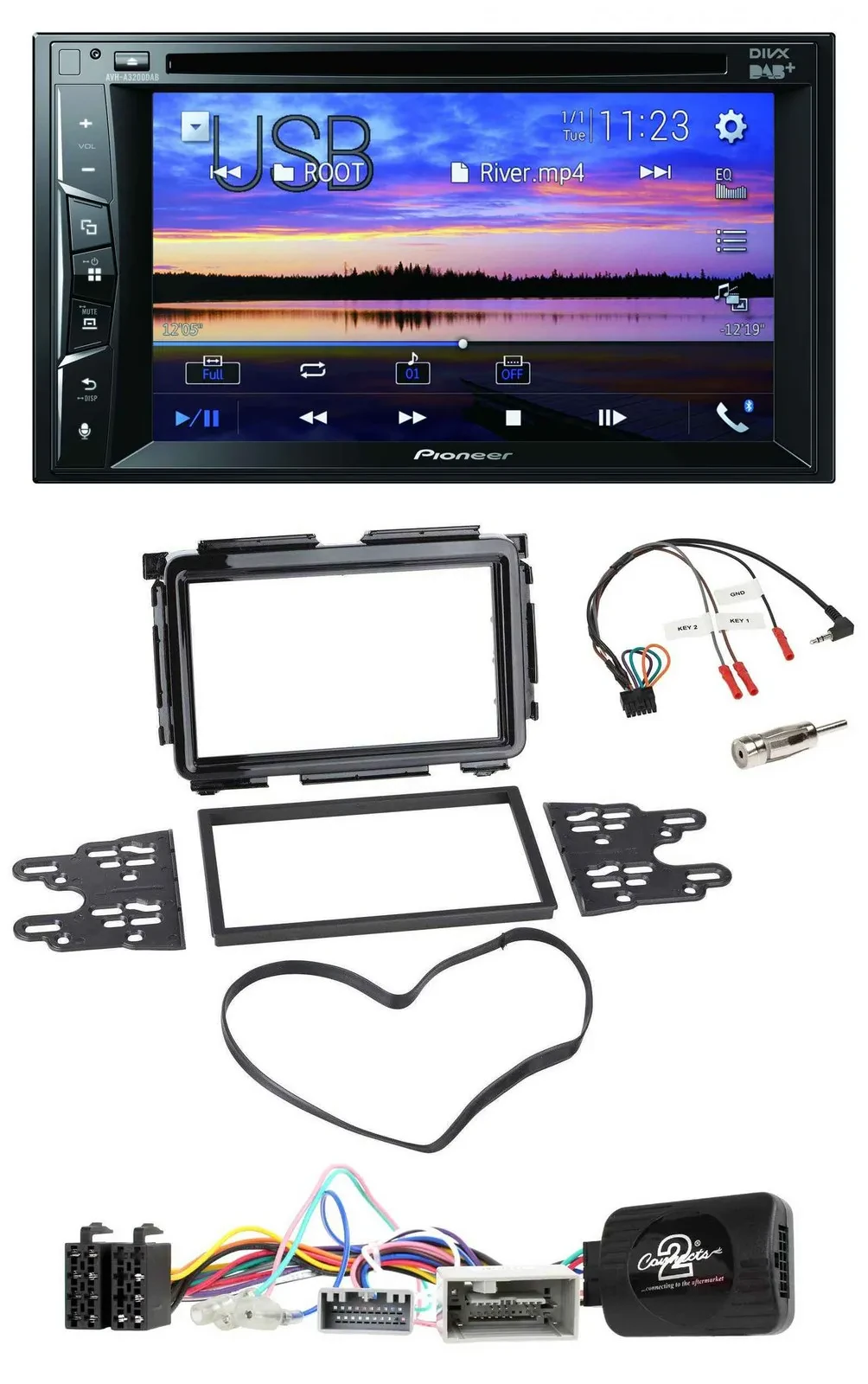 Автомагнитола Pioneer 2-DIN Bluetooth USB DVD DAB для Honda HR-V (RU, с 2015)