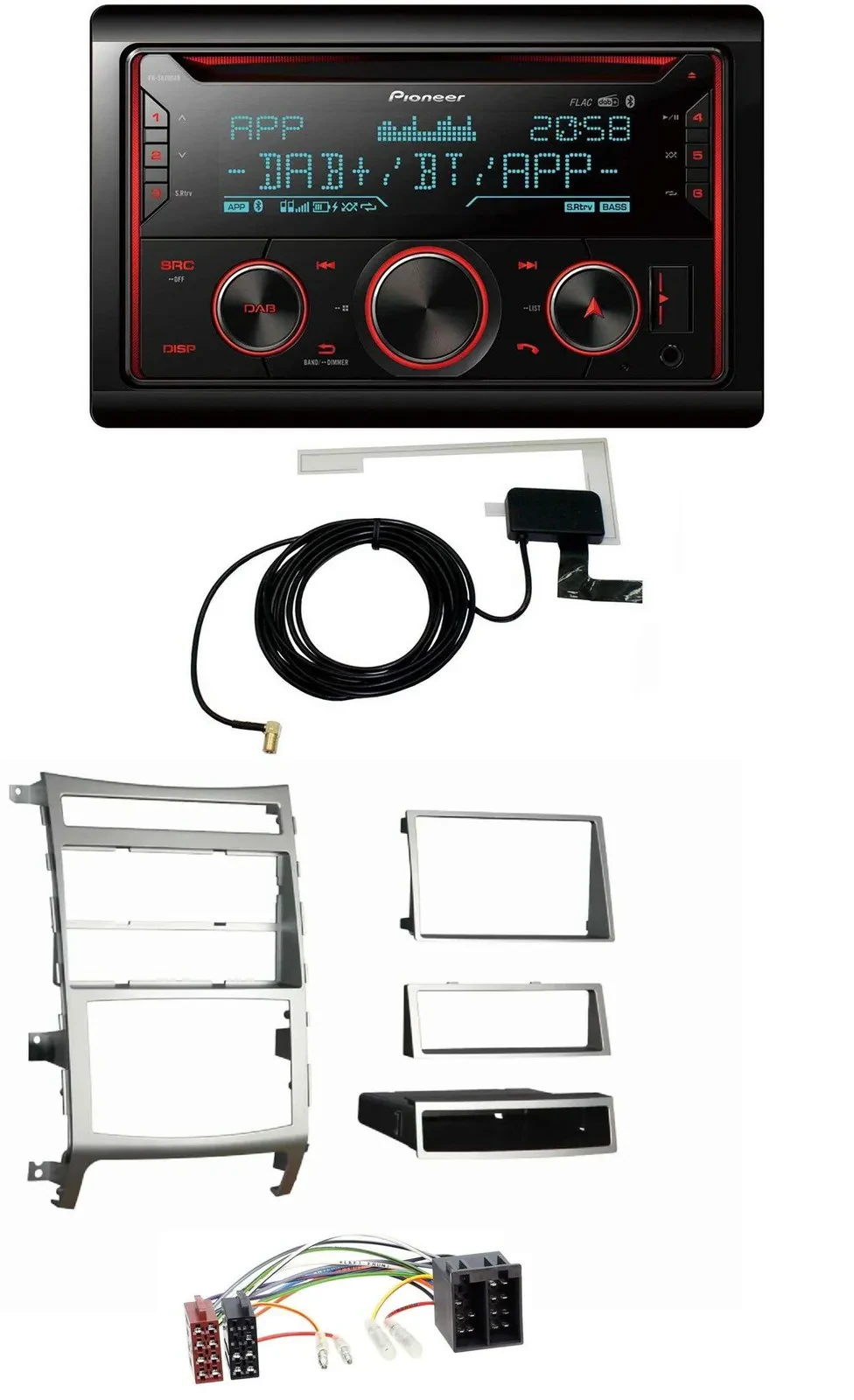 Автомагнитола для Hyundai ix55 (2009–2012) Pioneer 2DIN MP3 DAB USB CD Bluetooth, серебристая