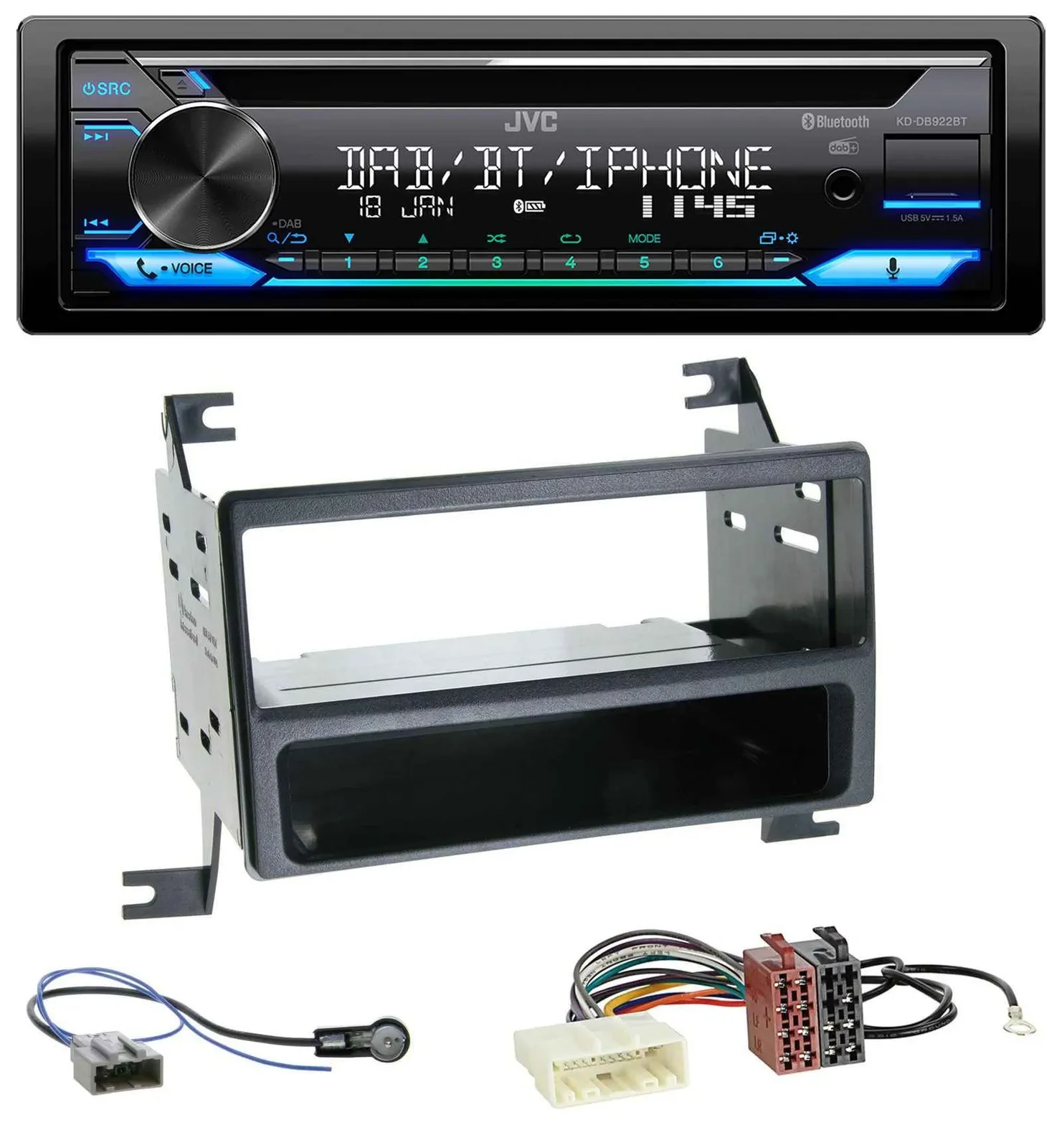 JVC Bluetooth MP3 USB DAB CD Autoradio für Nissan Juke (J15, 2010-2014)