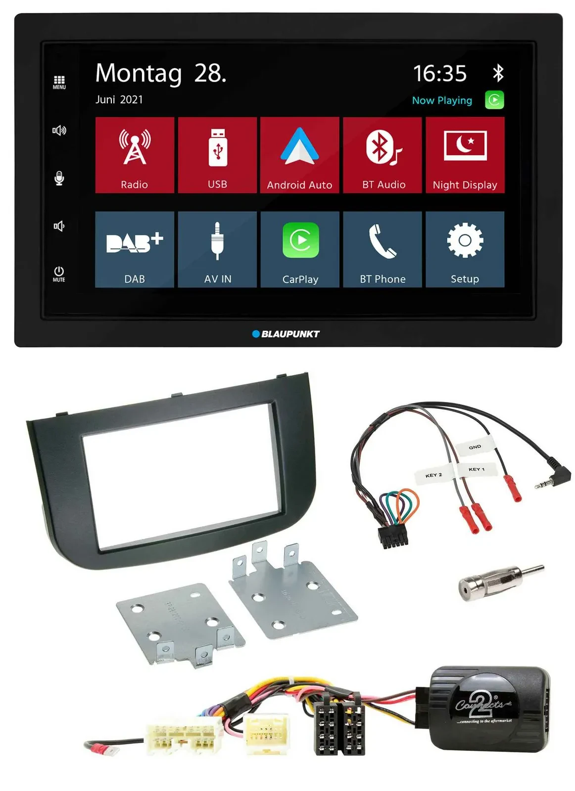 Blaupunkt Lenkrad Bluetooth DAB 2DIN USB Autoradio für Mitsubishi Colt 2008-2020