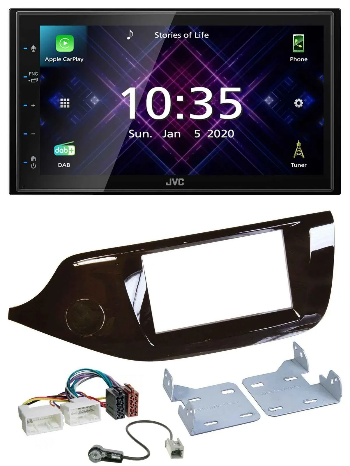 Автомагнитола для Kia Ceed (с 2012) JVC 2DIN, DAB, Bluetooth, USB, глянцевая