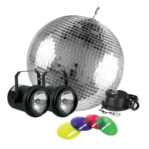 Eliminator Lighting M502EL 12" Mirror Ball Package w Color Gels Pinspots & Mo...