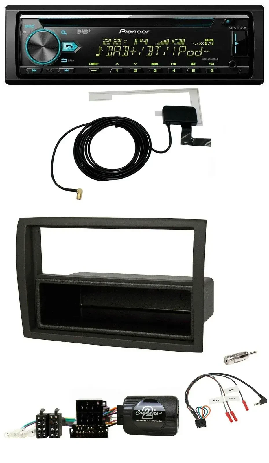 Автомагнитола Pioneer CD/MP3, USB, DAB для Fiat Ducato 2012–2015, черная, с управлением на руле