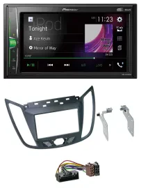 Автомагнитола Pioneer 2-DIN MP3 DAB USB Bluetooth для Ford C-Max (с 2010), серый