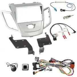 Einbauset Lenkradadapter Doppel DIN Autoradio für Ford Fiesta 2008-2010 silber