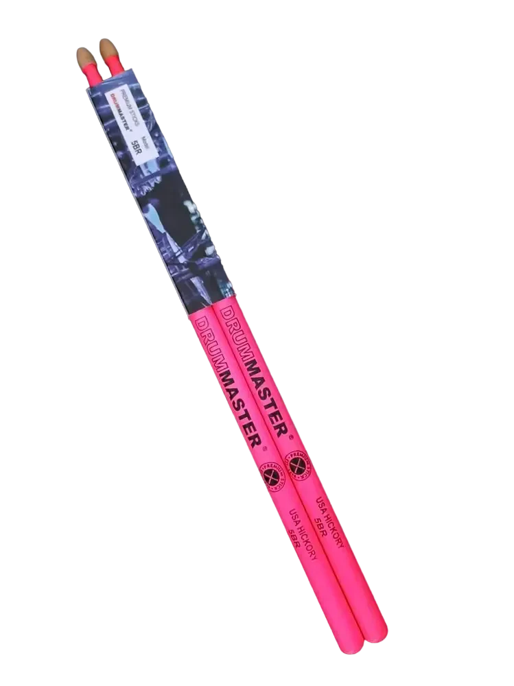 Барабанные палочки DRUMMASTER Fluoresent series American Hickory 5B RED флуоресцентные, красные