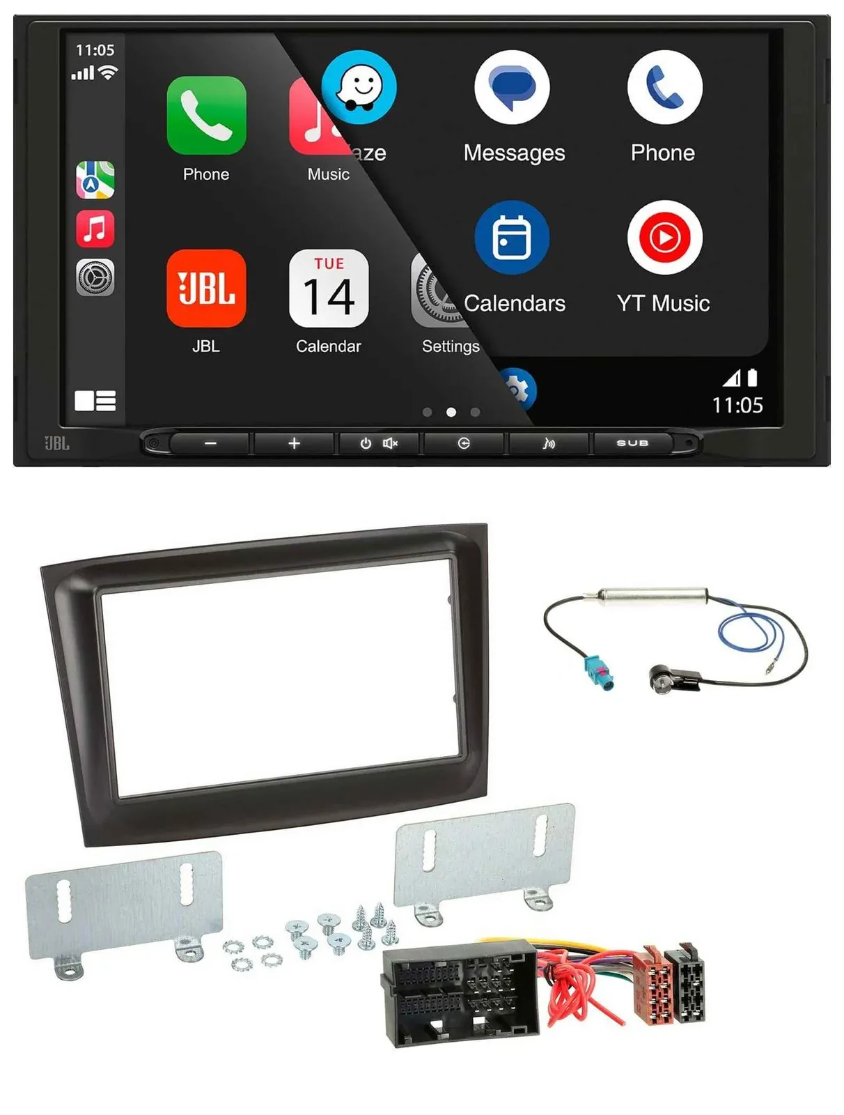 JBL MP3 DAB Bluetooth USB 2DIN Autoradio für Fiat Doblo ab 2015 schwarz