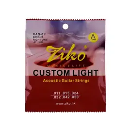 Струны для акустической гитары Ziko DAG-011 Custom Light 11-50