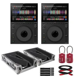 AlphaTheta CDJ-1500X Compact DJ Multi Player 2-Pack with Flight Cases