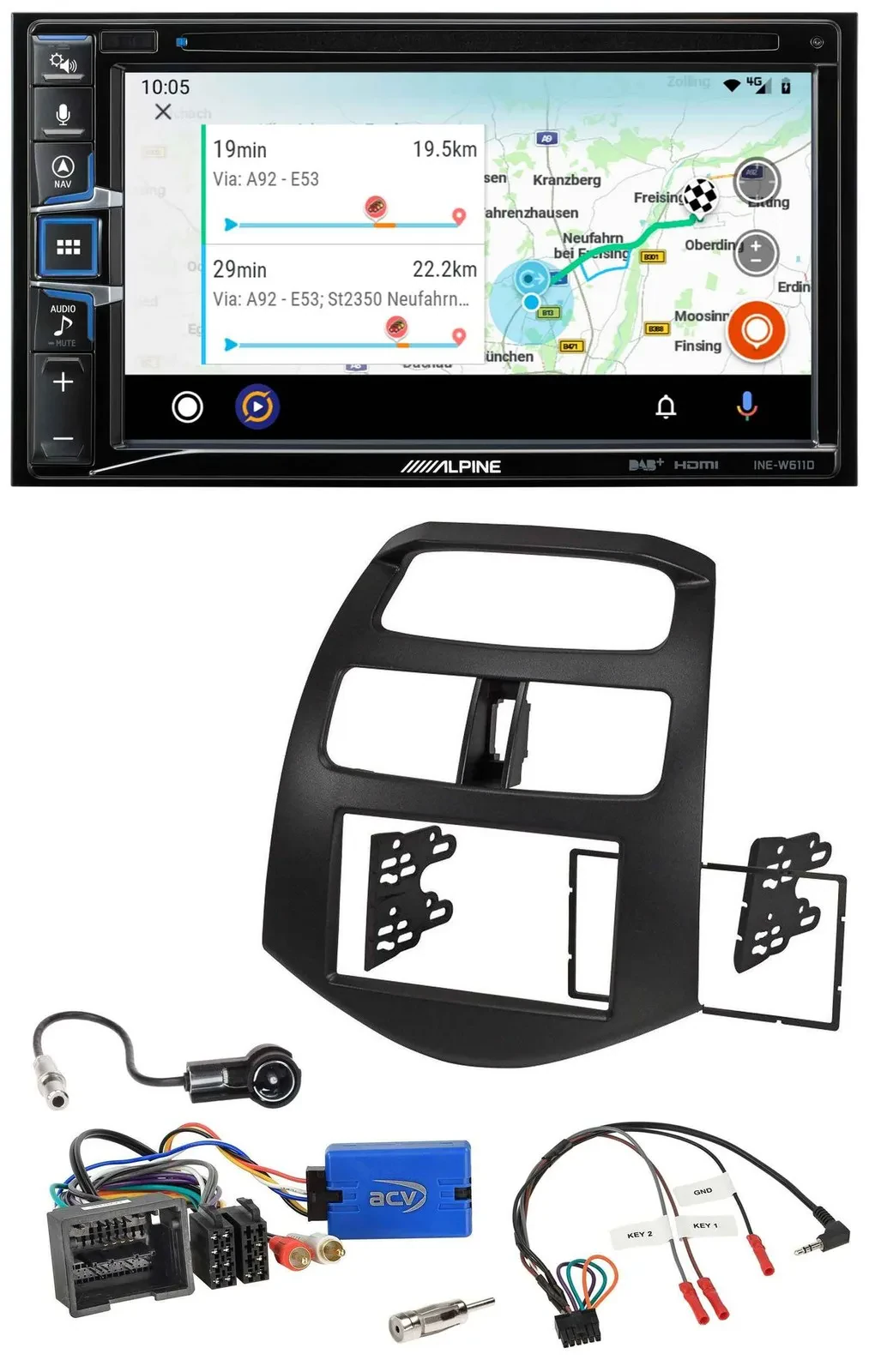 Alpine Bluetooth TMC USB DAB 2DIN Lenkrad Navigation für Chevrolet Spark 2013-20
