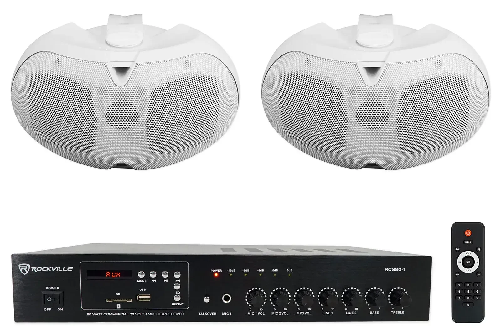 Трансляционный усилитель Rockville RCS80-1 Black с настенной акустикой