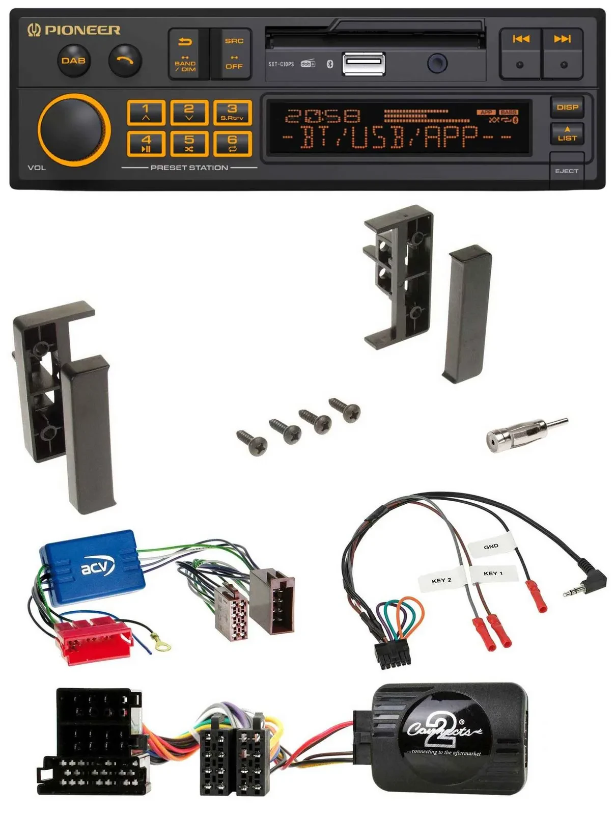 Pioneer DAB Lenkrad USB Bluetooth Autoradio für Audi A3 A4 A6 99-00 Aktivsystem