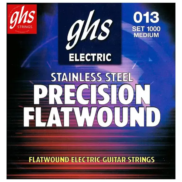 Струны для электрогитары GHS Strings 1000 Stainless Steel Precision Flatwound 13-54