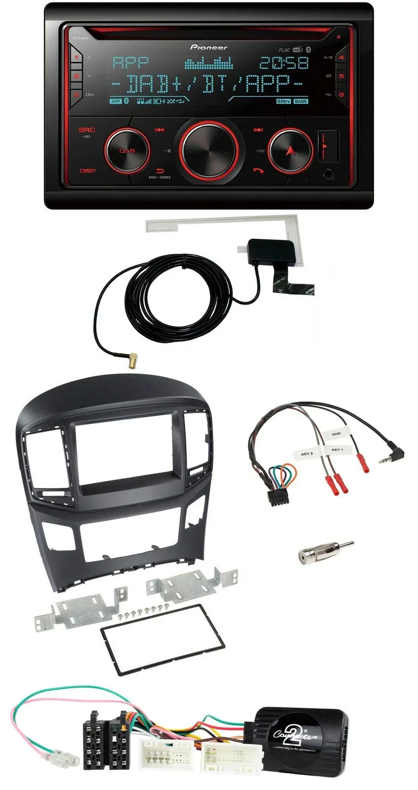 Pioneer 2DIN Lenkrad DAB USB CD Bluetooth Autoradio für Hyundai H1 ab 2015 schwa