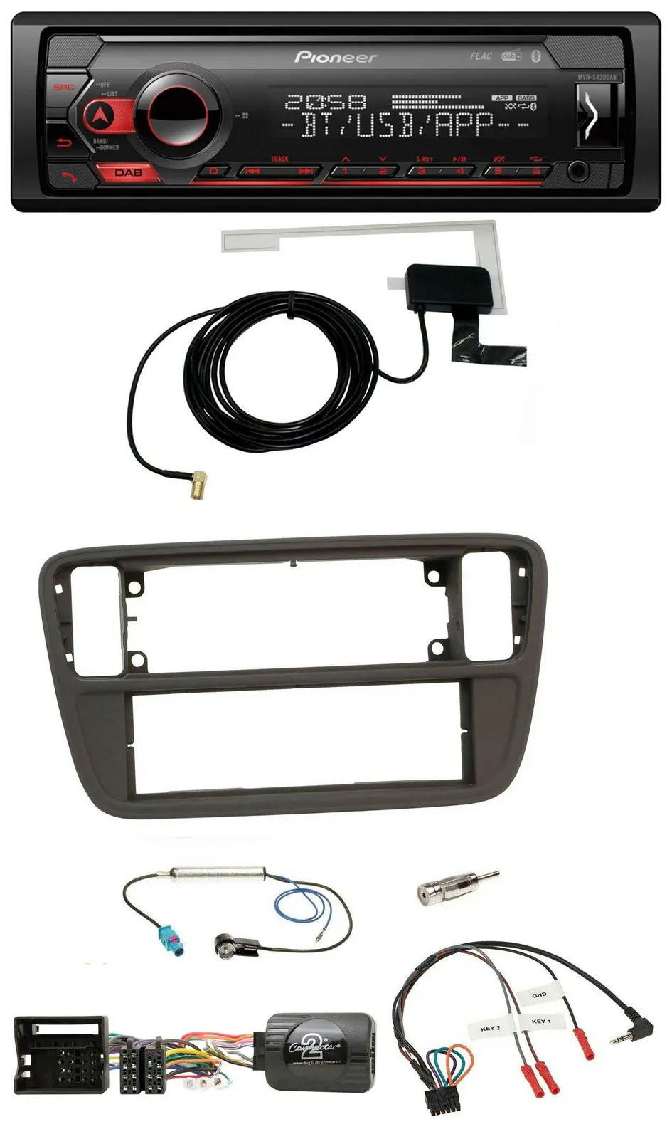 Pioneer DAB USB Lenkrad Bluetooth Autoradio für VW Up AA AAN 11-16 schwarz