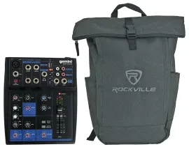 Gemini GEM-05USB Compact 5 Ch. Bluetooth Mixer w/USB/2 Bus/2 Band EQ+Backpack