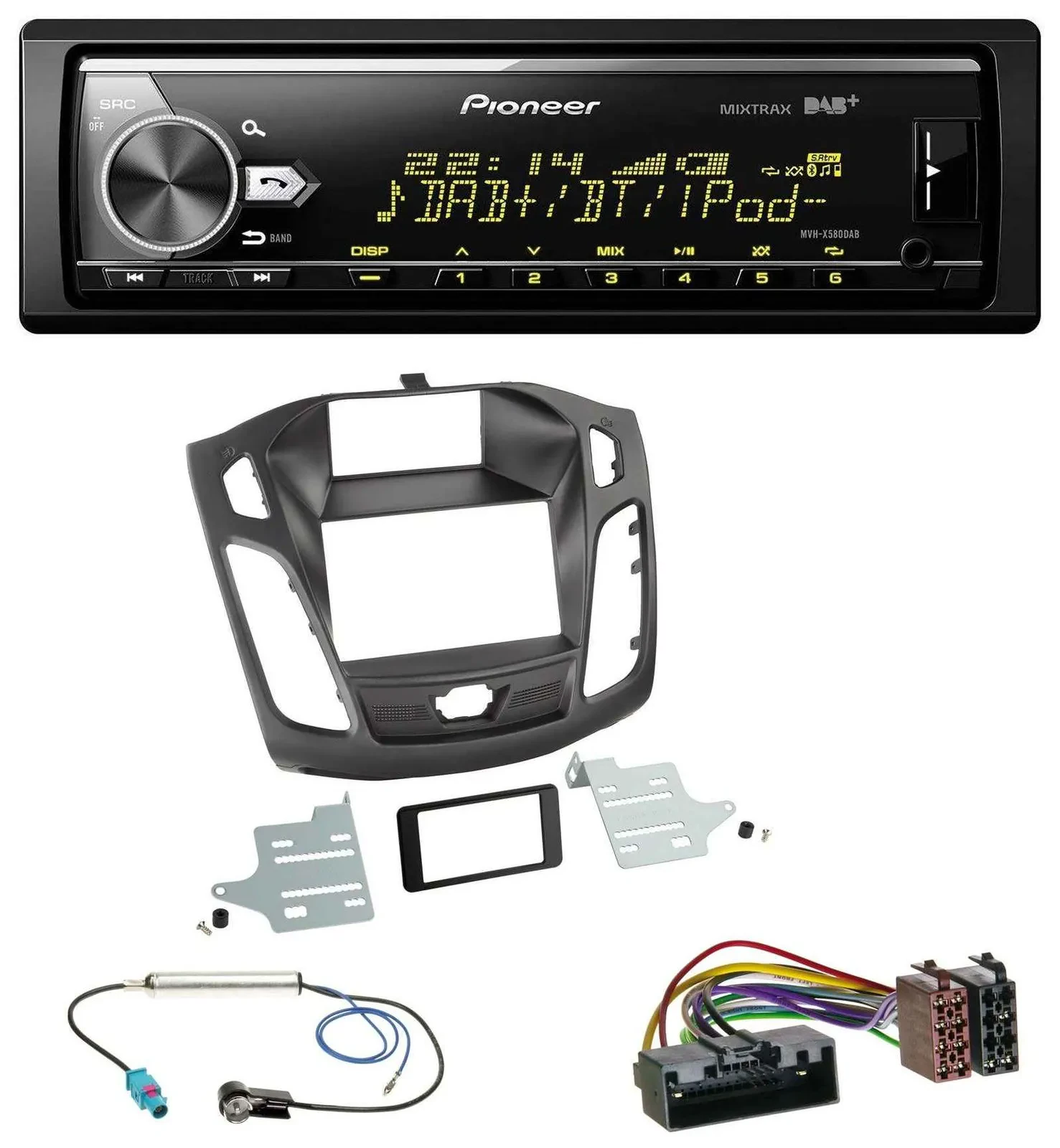 Автомагнитола для Ford Focus (DYB, 2011–2014) Pioneer Bluetooth, USB, DAB, MP3