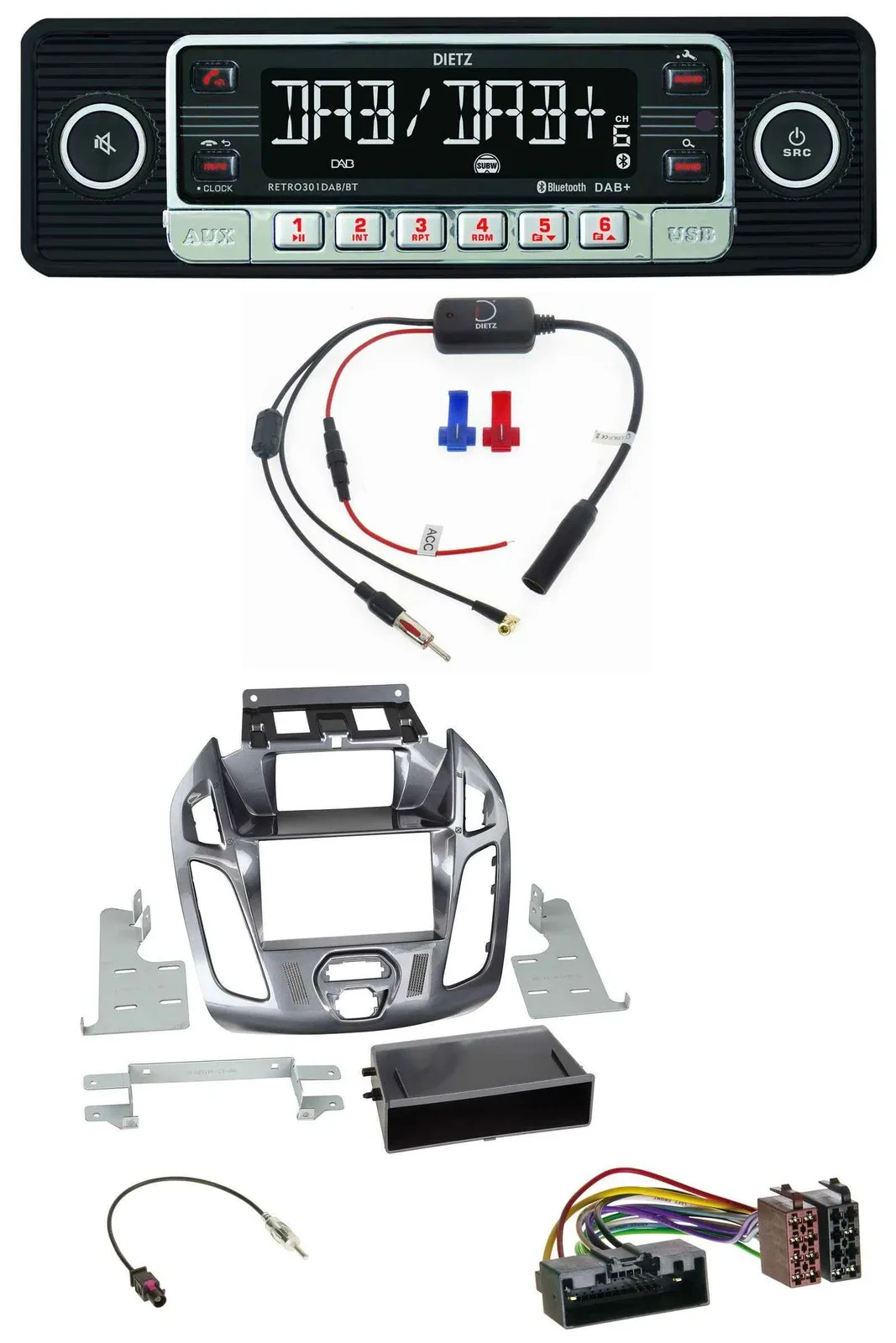 Dietz MP3 DAB Bluetooth USB Autoradio für Ford Transit Connect 2012-2018 Display