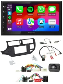 Kenwood Lenkrad USB DAB 2DIN Bluetooth Autoradio für Kia Rio UB 11-15 schwarz