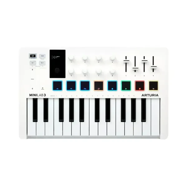 Arturia MiniLab 3 25-Note Compact MIDI Keyboard and Pad Controller, White